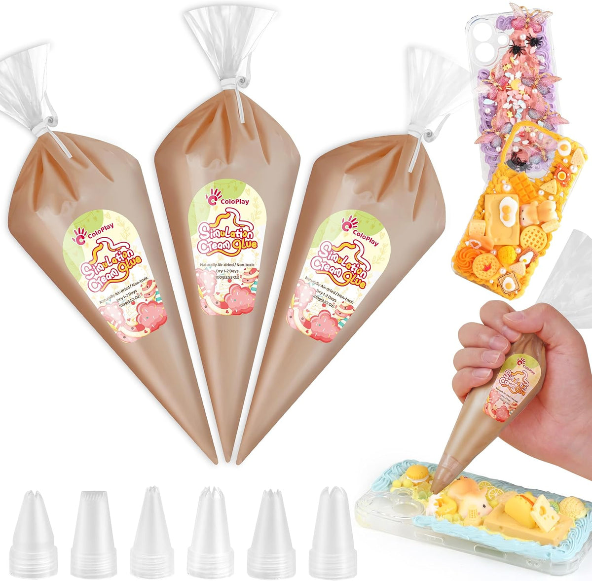 Cream Glue, 3PCS Caramel Whipped Cream Glue Kit (Each 100g)