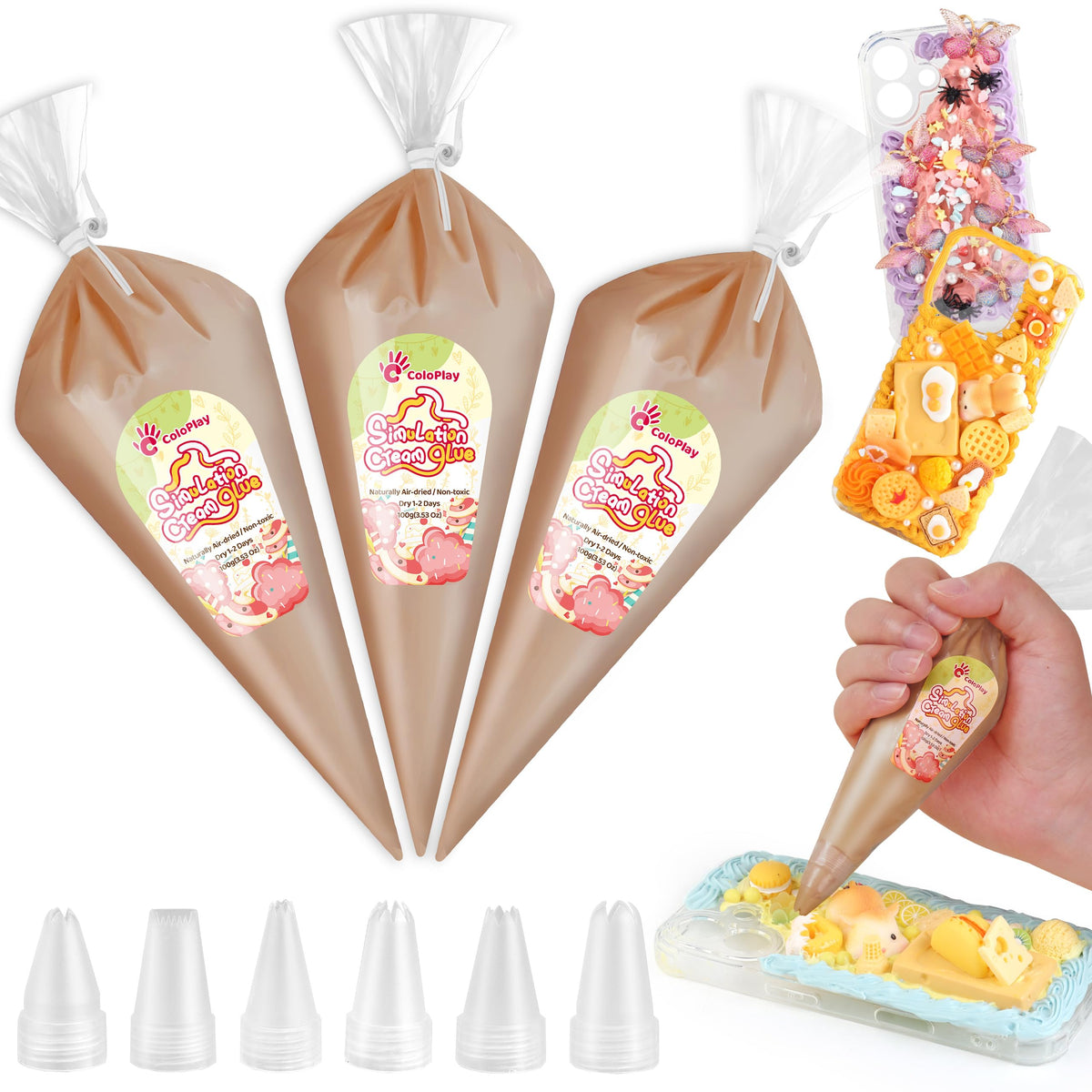 Cream Glue, 3PCS Caramel Whipped Cream Glue Kit (Each 100g)