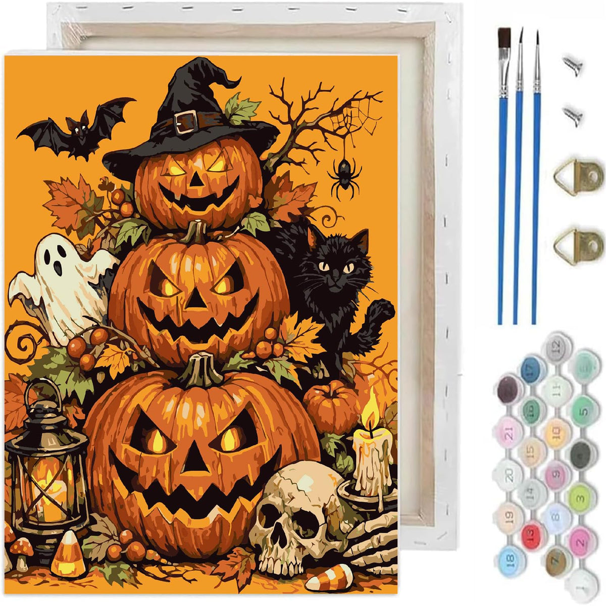 Halloween Paint by Numbers Kit for Adults,Ghost Paint by Number With Frame