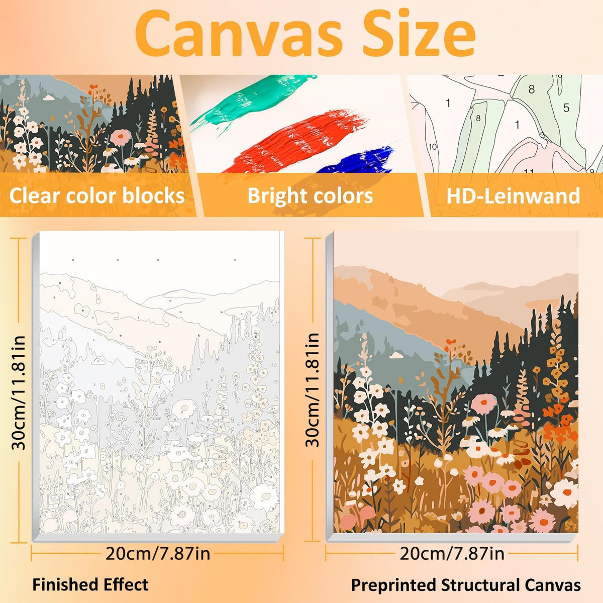 Mandun Landscape Paint by Numbers Kit for Adults, 3 Pack, 7.8x11.8 inch