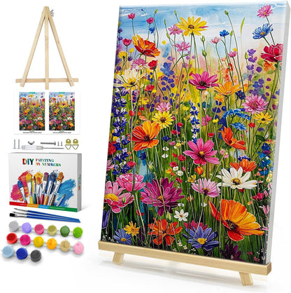 HeeBenor Framed Paint by Numbers Kit for Adults, Flowers, 8x12 Inch