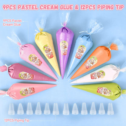 Cream Glue, 9PCS Rainbow Colors 100g Fake Whipped Cream Glue for Crafts DIY