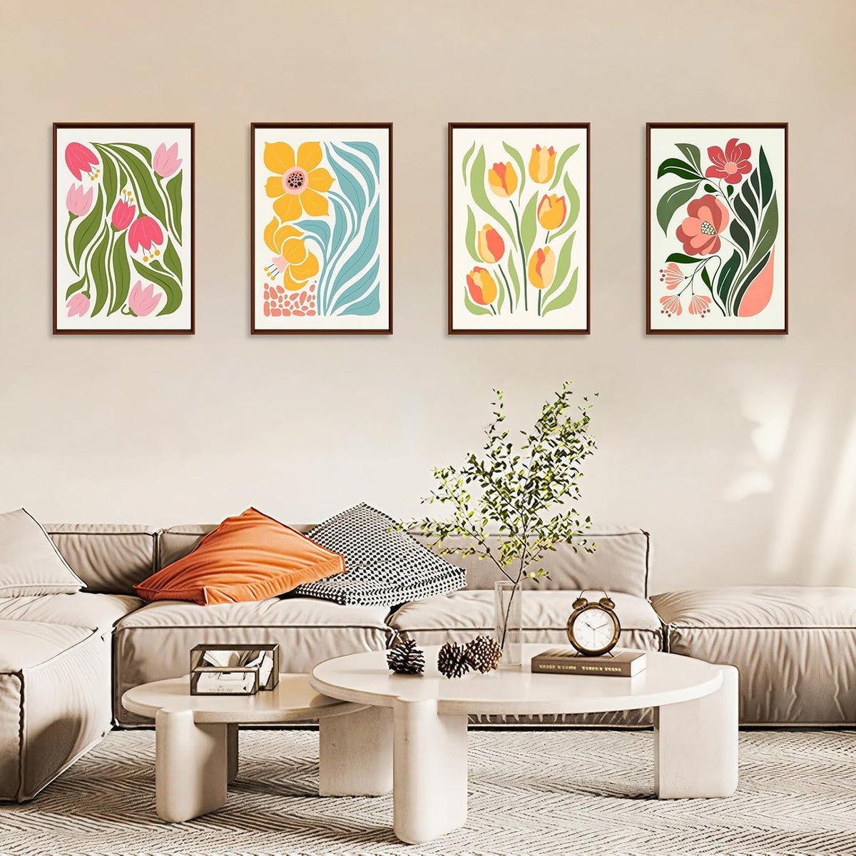 Okarina 4 Pack Paint by Numbers Kit for Adults with Frame, Easy Flower