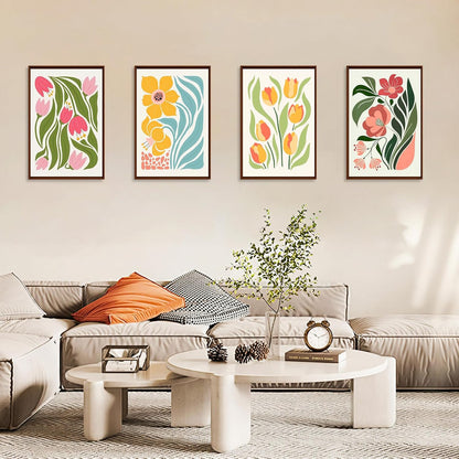 Okarina 4 Pack Paint by Numbers Kit for Adults with Frame, Easy Flower
