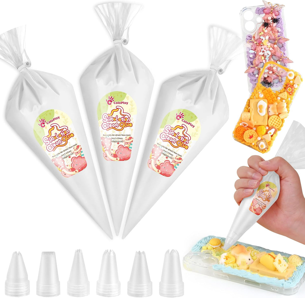 Cream Glue, 3PCS White Whipped Cream Glue Kit (Each 100g)