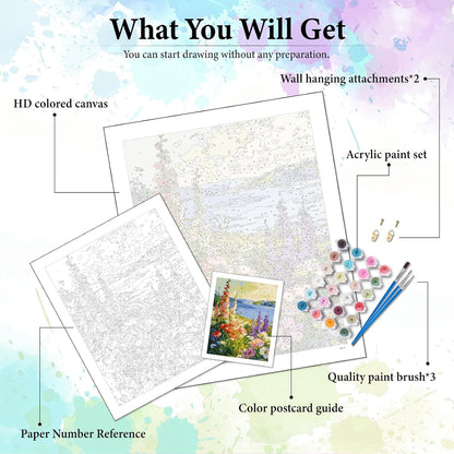 Dawnsphere Flowers Paint by Numbers Kit for Adults Without Frame 16x20 in