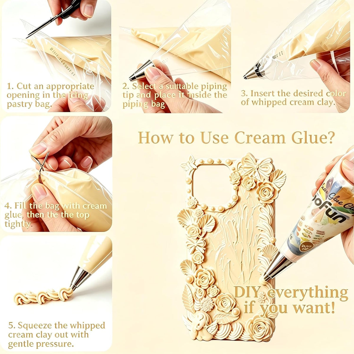 White Decoden Cream Glue, Whipped Cream Glue Clay Kit for Crafts