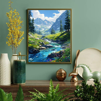 Mountain Paint by Number for Adults, Landscape Paint by Numbers for Adults