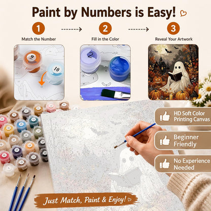 AUKELHJ Paint by Numbers Kit for Adults Beginner, Halloween, 16x20 inch
