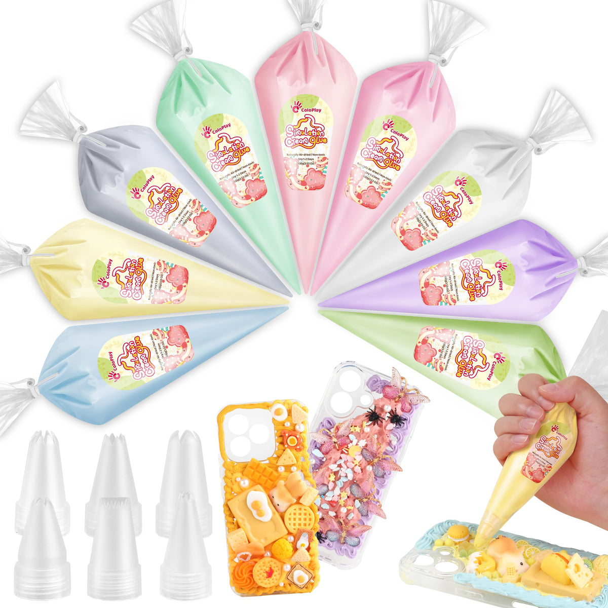 Cream Glue, 9PCS Candy Colors 100g Fake Whipped Cream Glue for Crafts DIY