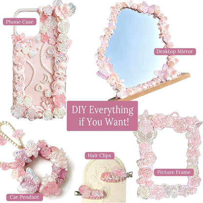 BoFUN Pink Decoden Cream Glue with Charms, Whipped Cream Glue Clay Kit