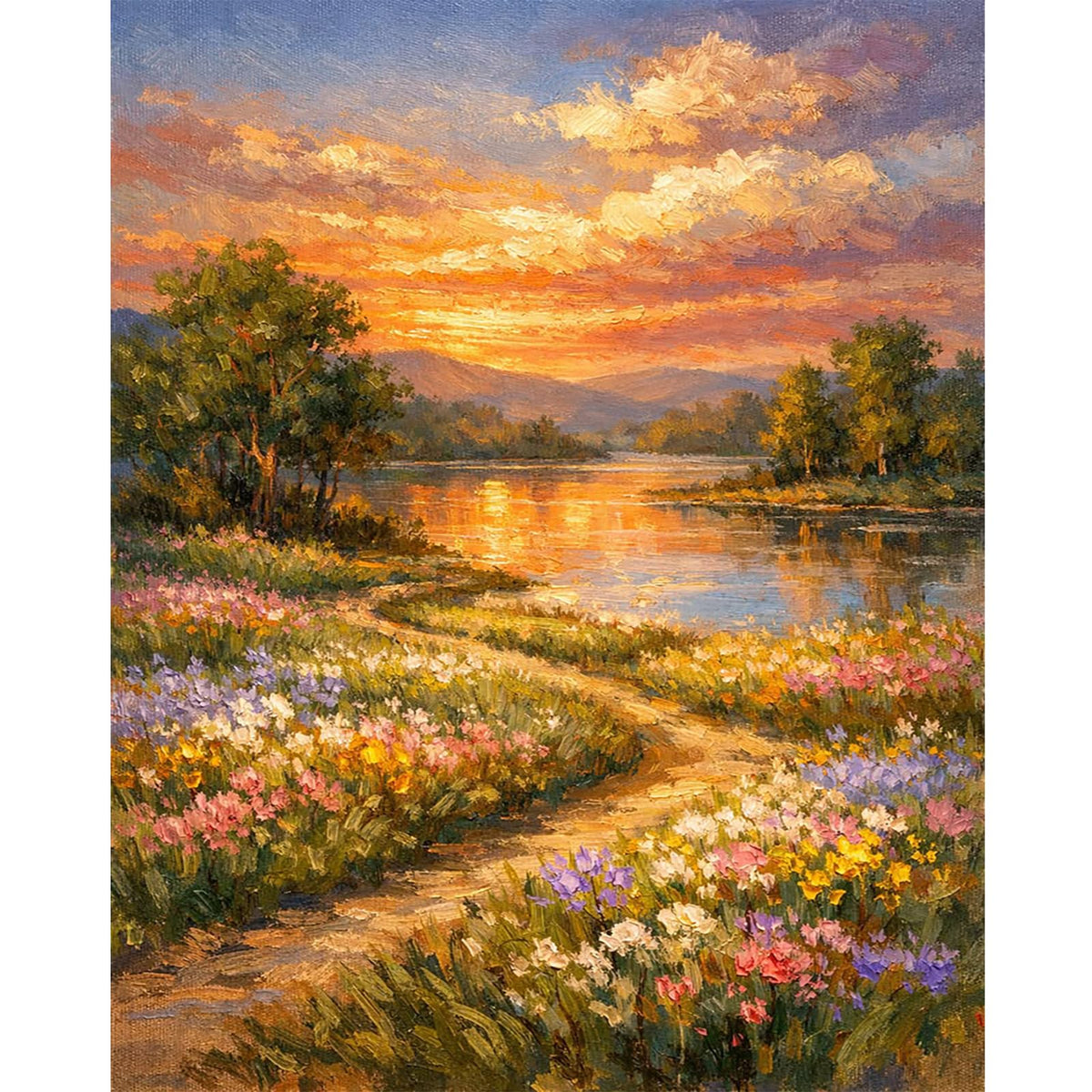 Dawnsphere Flowers Paint by Numbers Kit for Adults Without Frame 16x20 in