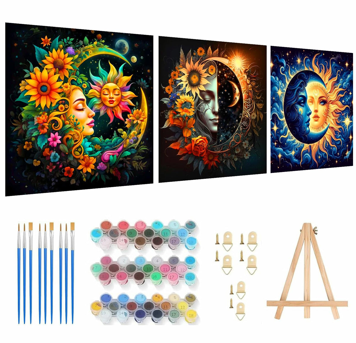 Axquilon 3 Packs Tarot Framed Paint by Numbers Kit for Adults 8x10in