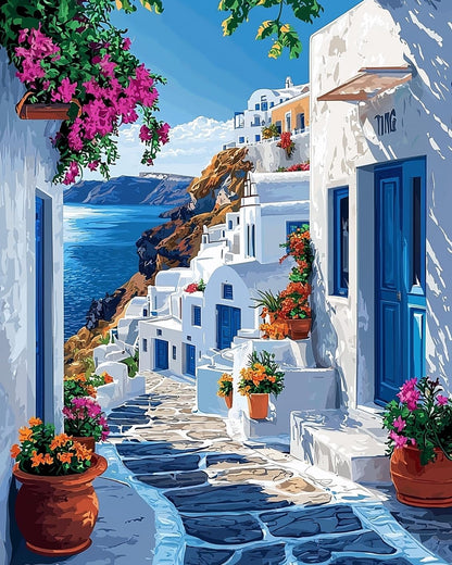Mrnsiet Paint by Numbers Kit for Adults, Easy Street Cafe Adult Paint by Number Kits on Canvas, Spring Scene DIY Acrylic Oil Number Painting Kits for Home Wall Decor Gift 16x20 Inch