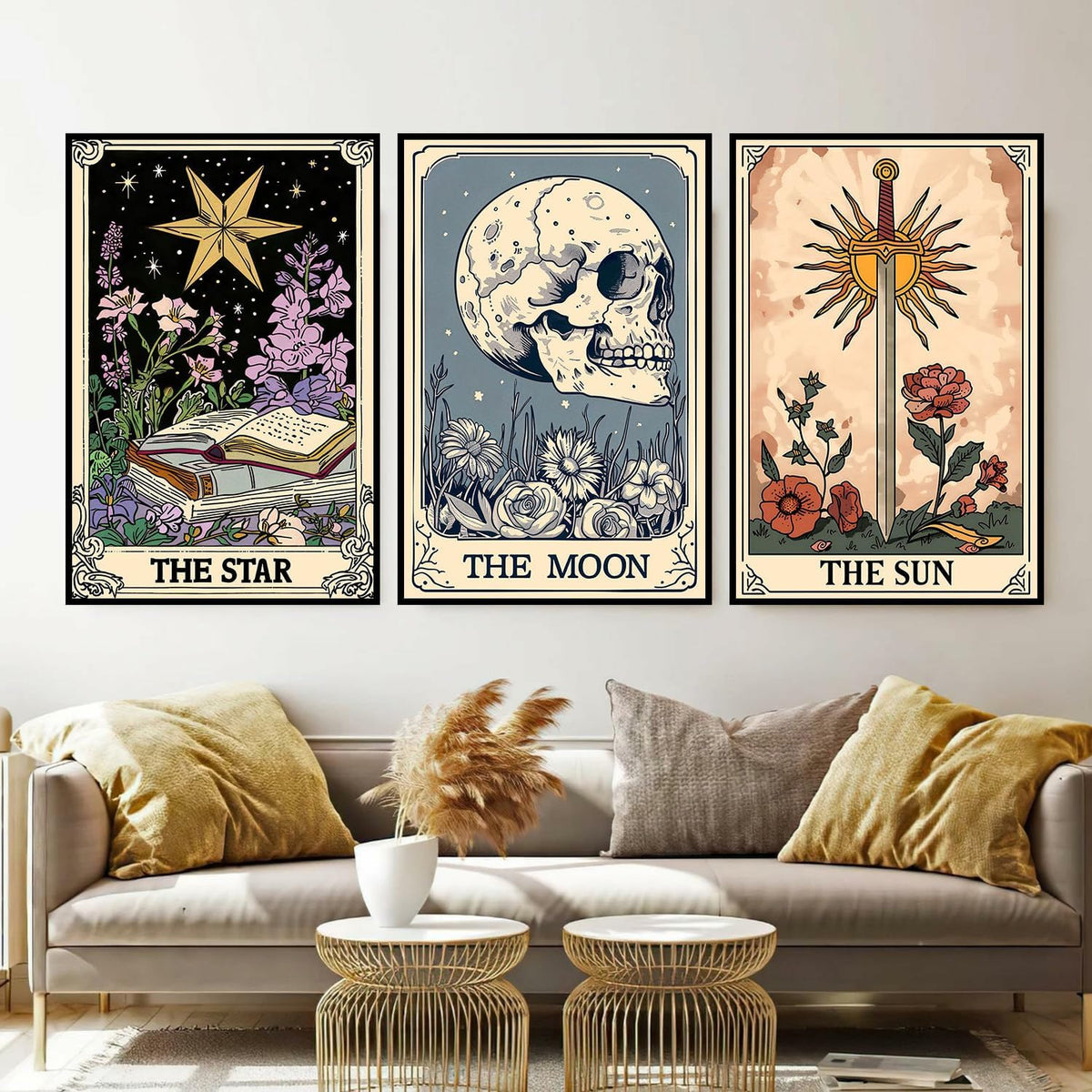 Axquilon 3 Packs Tarot Framed Paint by Numbers Kit for Adults 8x10in