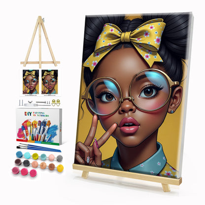 HeeBenor Framed Paint by Numbers Kit for Adults, Flowers, 8x12 Inch