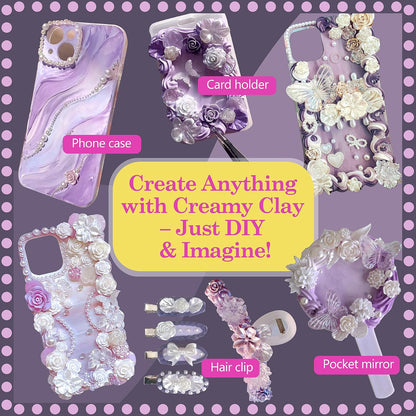 Decoden Cream Glue Kit for DIY Phone Cases, 4 Tubes 100g Whipped Cream Glue withPearl,Flower Charms, for Girls, Birthday Gifts, Summer Crafts and Party Activities (Gen Z Lavender)