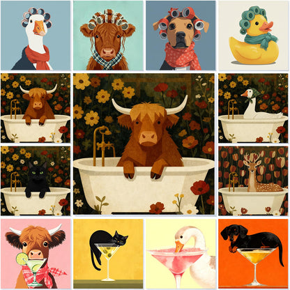 Nezyo 12 Sets Paint by Numbers Kit with Frame for Adults, Acrylic 8x8 Inch