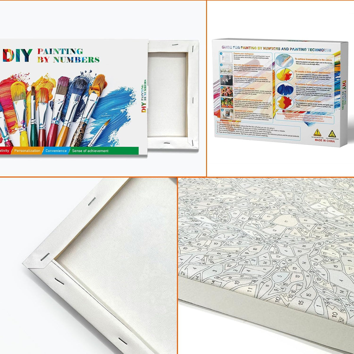 JOOZ Paint by Numbers Kit for Adults with Frame, Landscape Paint by Number Canvas, Mountain Paint by Numbers with Easel, DIY Flowers Scenery Oil Painting Kit for Home Wall Decor 8 x 12 Inch