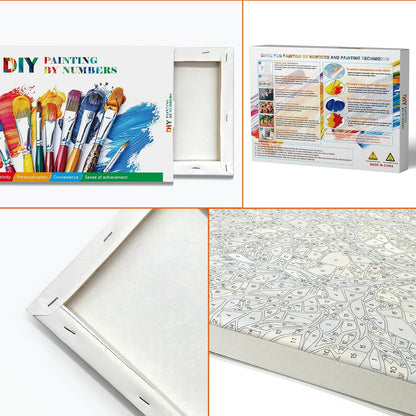 JOOZ Paint by Numbers Kit for Adults with Frame, Landscape Paint by Number Canvas, Mountain Paint by Numbers with Easel, DIY Flowers Scenery Oil Painting Kit for Home Wall Decor 8 x 12 Inch