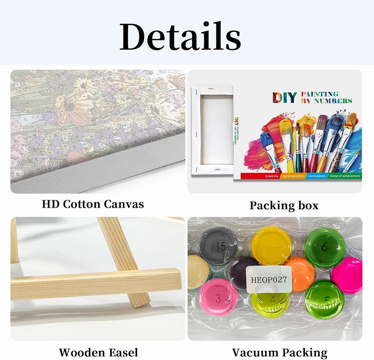 HeeBenor Framed Paint by Numbers Kit for Adults, Flowers, 8x12 Inch