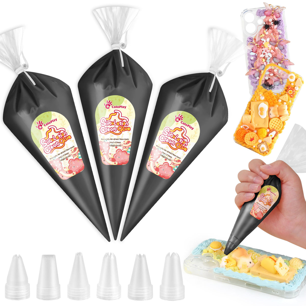 Cream Glue, 3PCS Caramel Whipped Cream Glue Kit (Each 100g)