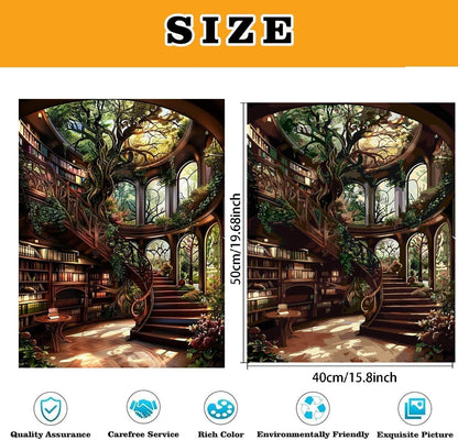 Forest Library Paint by Numbers Kit for Adults Beginner (Without Frame)