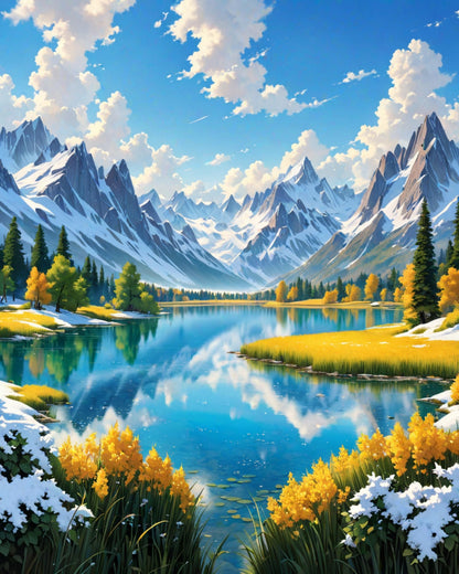 Mountain Paint By Numbers Kit For Adults Beginner Cabin Adult Paint By Number Kits On Canvas Mountain Oil Painting Kit For Beginners Adults' Paint-By-Number Kits For Gift Home Wall Decor 16x20 Inch