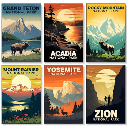 6 Pack Paint by Numbers Kit for Adults Beginner National Park 8x12 Inch