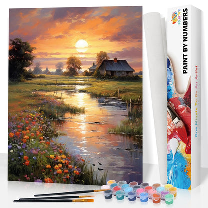 Paint by Numbers Kit for Adults Beginner 16x20 Inch, Countryside Sunset