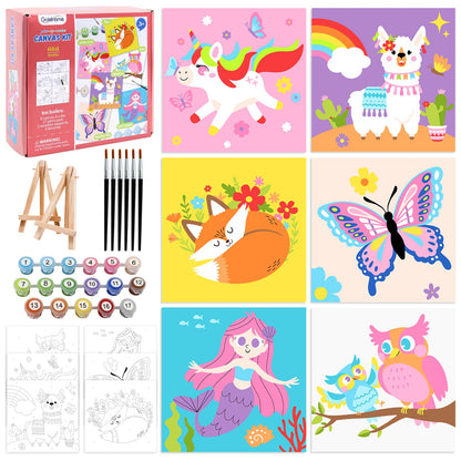 Goldentime 8 Pack Paint by Numbers Kit for Adults and Kids Beginners | 8x10 Inch Flower Canvas Painting Kit with 16 Brushes, 26 Acrylic Paints & Wooden Supports | Predrawn Canvas for Home Decor Gifts