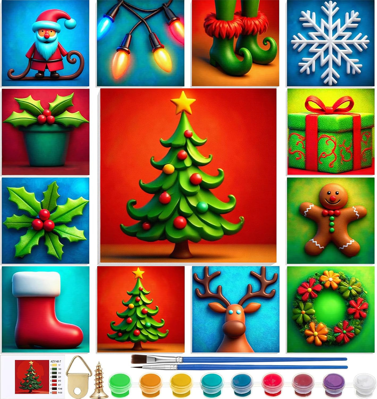 Nezyo 12 Sets Paint by Numbers Kit with Frame for Adults, Acrylic 8x8 Inch