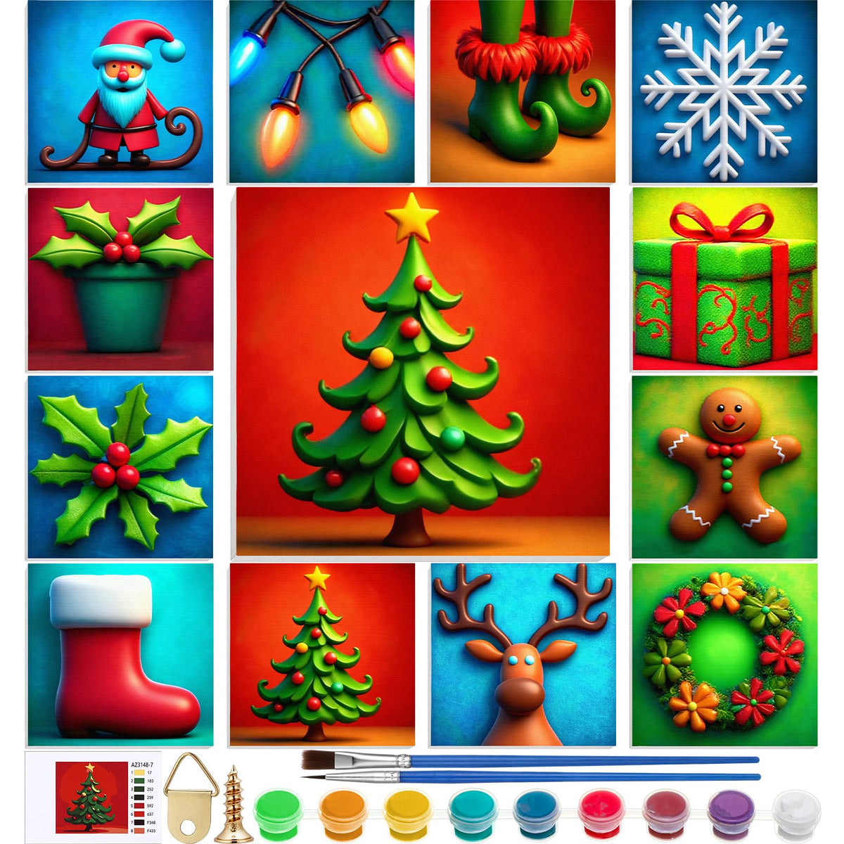 Nezyo 12 Sets Paint by Numbers Kit with Frame for Adults, Acrylic 8x8 Inch