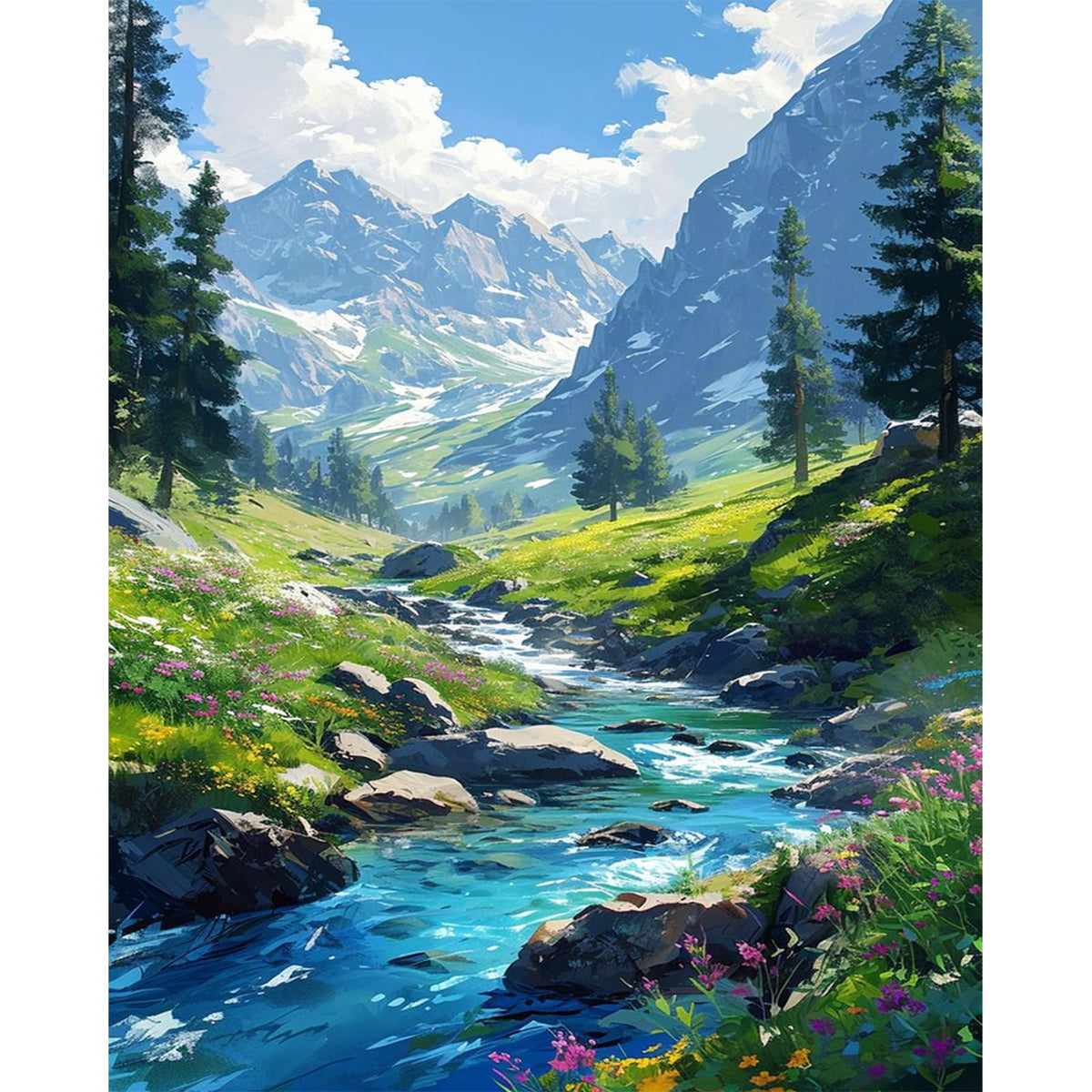 Mountain Paint by Number for Adults, Landscape Paint by Numbers for Adults