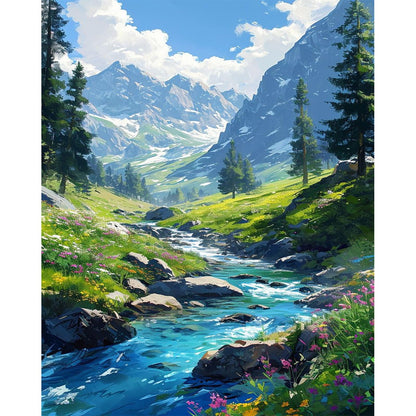 Mountain Paint by Number for Adults, Landscape Paint by Numbers for Adults