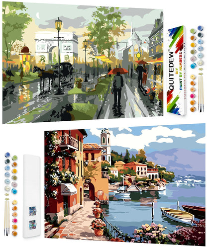 QUITEDEW Scenery Paint by Numbers Kit for Adults Beginner 16X20 Inch