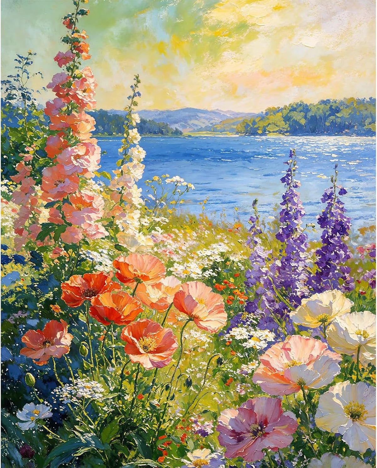 Dawnsphere Flowers Paint by Numbers Kit for Adults Without Frame 16x20 in