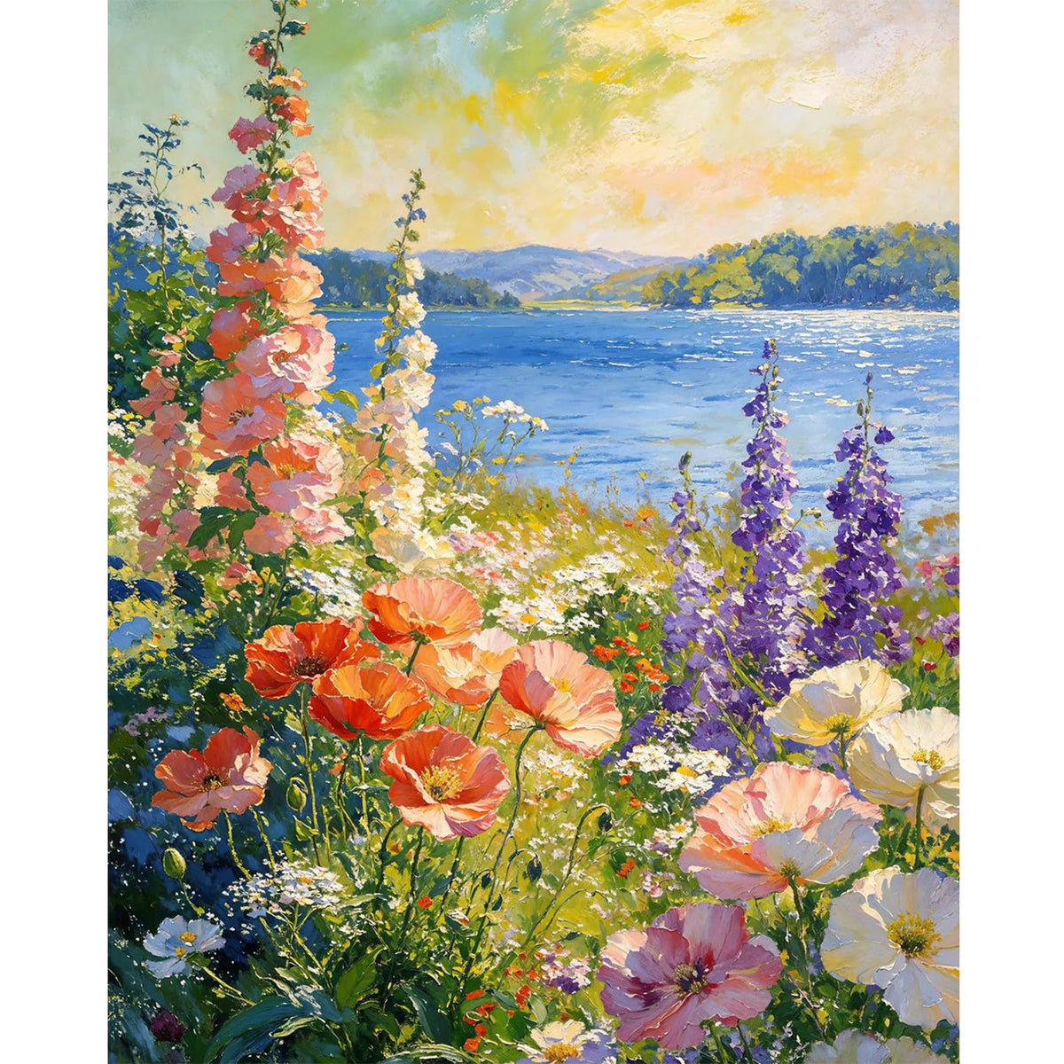 Dawnsphere Flowers Paint by Numbers Kit for Adults Without Frame 16x20 in