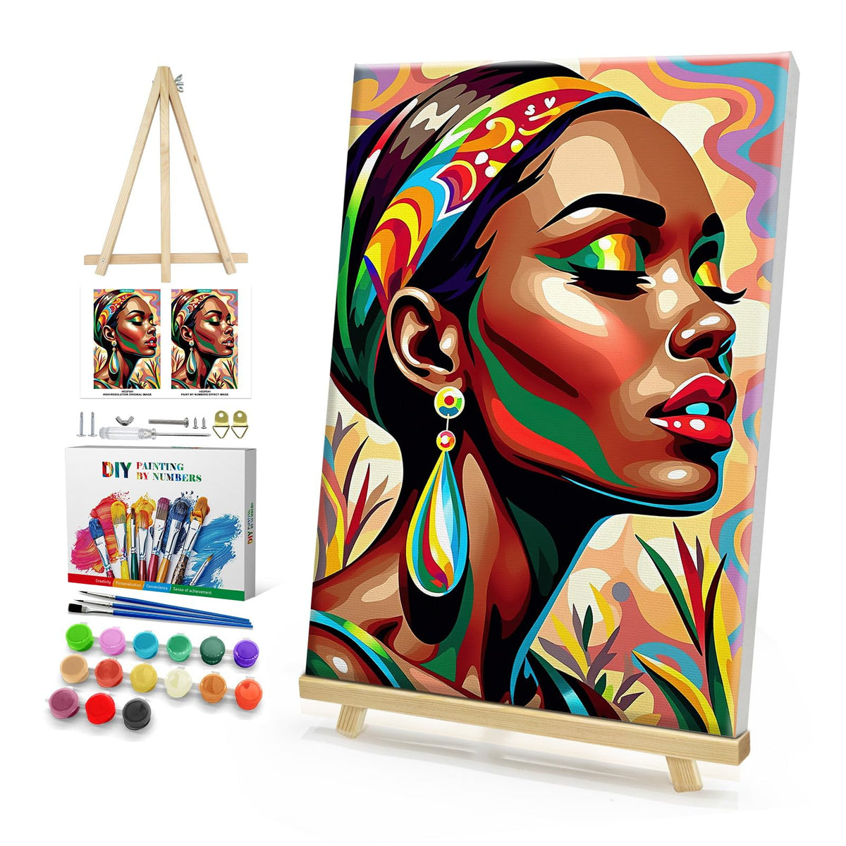 HeeBenor Framed Paint by Numbers Kit for Adults, Flowers, 8x12 Inch