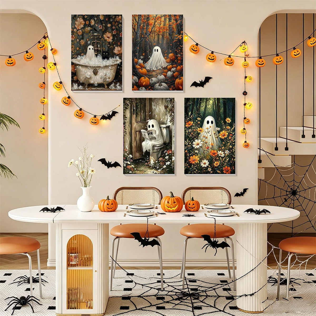 4 Pack Framed Paint by Numbers Kit for Adults Beginners Halloween 8x12 inch