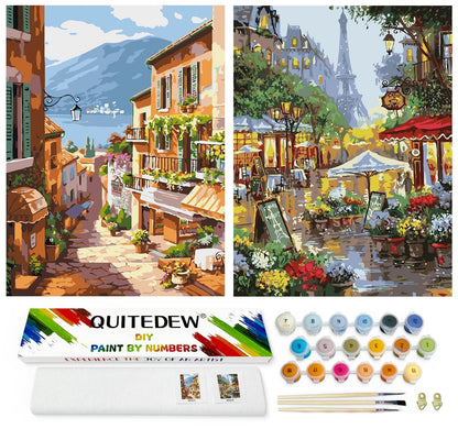 QUITEDEW Scenery Paint by Numbers Kit for Adults Beginner 16X20 Inch