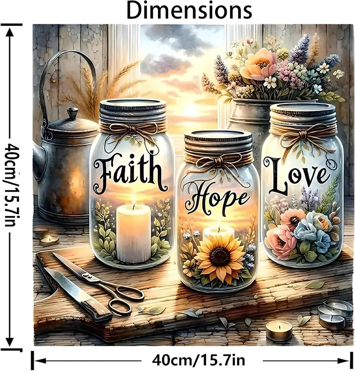 Faith Hope Love Wishing Bottle Paint by Number Canvas Kit for Adults