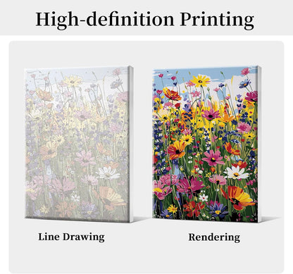 HeeBenor Framed Paint by Numbers Kit for Adults, Flowers, 8x12 Inch