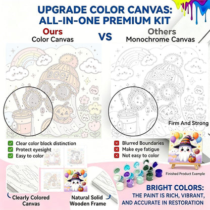4 Pack Halloween Ghost Paint by Numbers Kit for Kids with Frame 8x8 inch