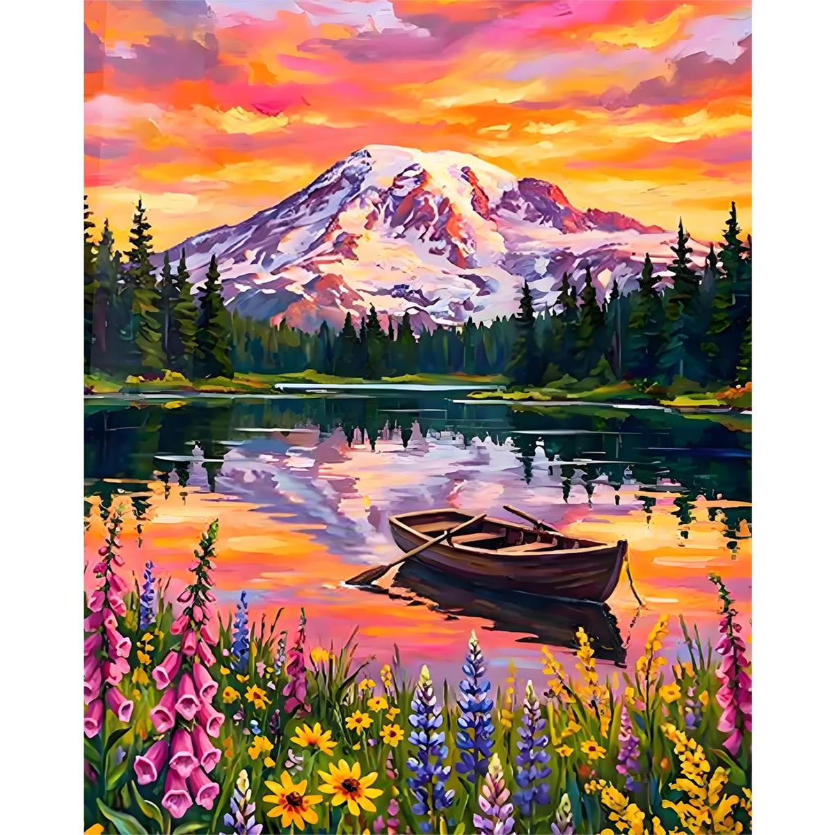 Paint by Numbers Kit for Adults, Fall Lake Cabin Number Painting Canvas Kit