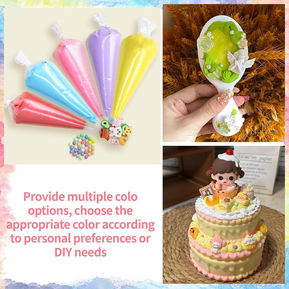 TBTFW Decoden Cream Kit, Fake Whipped Deco Cream Glue Clay, Fake Frosting