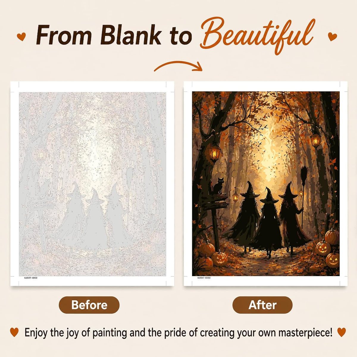 AUKELHJ Paint by Numbers Kit for Adults Beginner, Halloween, 16X20 Inch