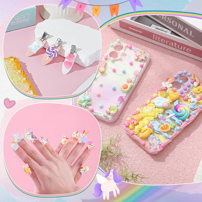 Chunful 6 Set 50g Cream Glue Set with Decorating Mouths for DIY Crafts, Cream DIY Phone Case Kit with Resin Accessories and Decorative Craft Charms Kit for Handmade Crafts(Sweet)