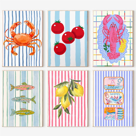 6 Packs Vintage Fruit Paint by Numbers Kit for Adults Beginners,Boho Kitchen Adult Paint by Number Kits on Canvas,DIY Acrylic Watercolor Oil Paint by Number for Adults for Kitchen Decor 7.8x11.8inch