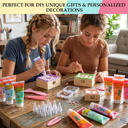 12Pcs Decoden Cream Glue Kit, 50ml Whipped Cream Glue for DIY Phone Case Hairpin Mirror, Handmade Craft for Birthday Christmas, with Plastic Decorating Mouth